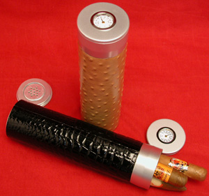 3 Ct. Alligator or Ostrich Travel Humidor & Cigars